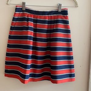 J. Crew Navy and Red Stripped Skirt